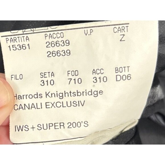 Canali Blazer Suit Jacket Men’s Size 46R Black Gray Stripes Super 200s Harrods - Picture 12 of 16